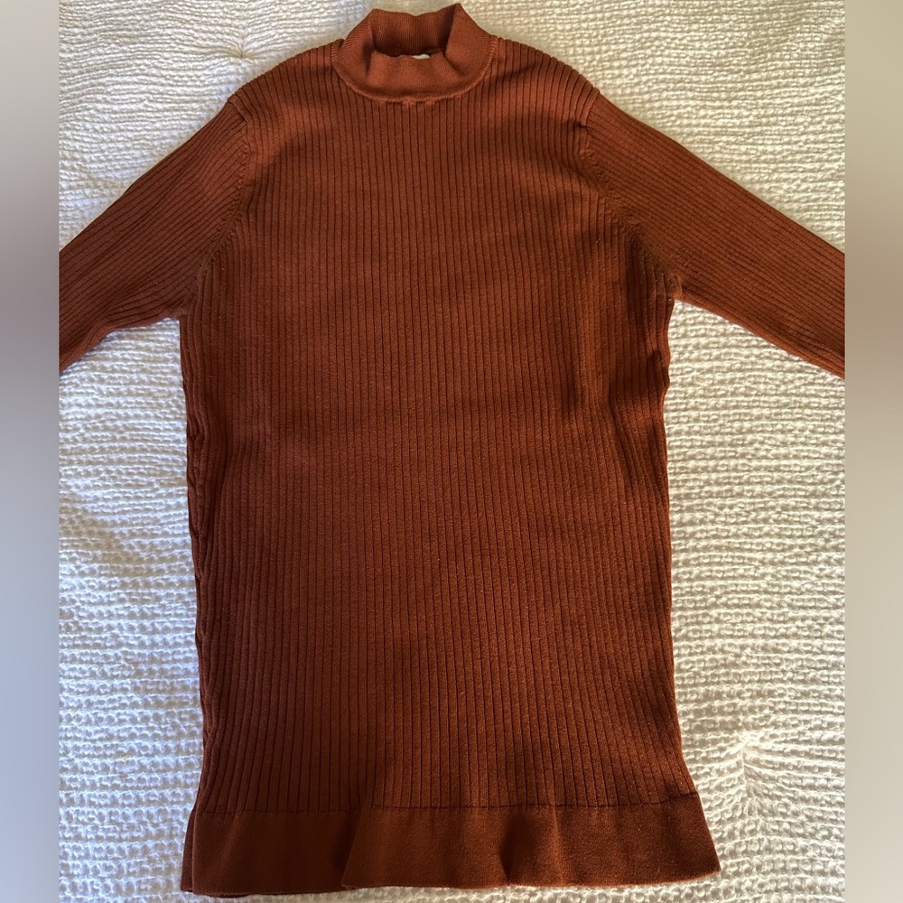 Men’s Slim Fit Zara Rust Ribbed Sweater- size small